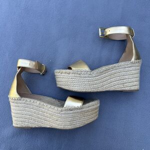 J.‎ Crew Platform Espadrille Sandals Gold Womens Size 6 Beach Resort Cruise